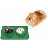 Metalowe Miski Dla Psa lub Kota z Antypoślizgową Matą Zielona PJ-087