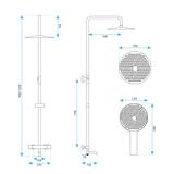 Thermostatic shower system Rea Lungo Diamond Gold Brush