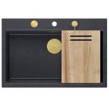 granitový drez MARC 110 WORKSTATION Black Metallic