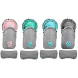 Mufka ocieplana na wózek dziecięcy - Szaro-miętowa