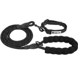 Smycz i obroża dla psa odblaskowa PJ-091 czarna