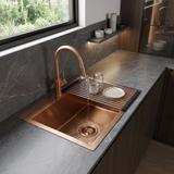 Стоманена мивка с комплект аксесоари 3 бр. REA Leo 50 Brush Copper