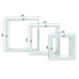 Półka Wisząca Ścienna Komplet 3 sztuk Biała FFT300/270/240