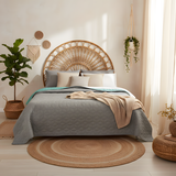 Narzuta dwustronna pikowana Diamante Mint / L.Grey