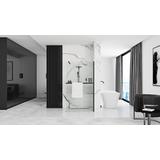 Parede de chuveiro Rea Aero Matt Black 110 com prateleira e cabide EVO