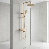 Kit de douche avec thermostat Lungo Diamond Gold Brush