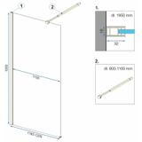 Rea Aero Gold Brushed N 90 Walk In dušo sienelė su lentyna ir Evo kabykla