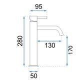 Bateria Umywalkowa REA Lungo Grip Tytan Wysoka