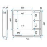 Veidrodinė spintelė su LED apšvietimu M1016-70 70x65