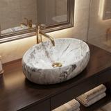 Wastafel Linda Stone + Kraan Lungo Gold High + universele plug gold