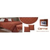 Satynowa narzuta palermo + poszewki na poduszki karmelowy