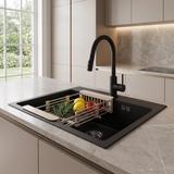 Steel sink with 3-piece accessory set REA Leo 50 Black