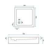 Dušo akrilo padėklas Rea Savoy Juoda 90x90