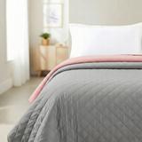 Narzuta dwustronna pikowana Inez  jasnoszary-różowy