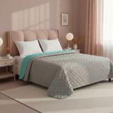 Narzuta dwustronna pikowana Inez  jasnoszary-miętowy