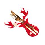 Pokrowiec na sztućce Świateczny 6 szt Renifer Czerwony