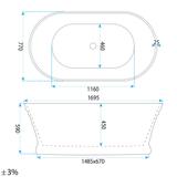 Wanna Akrylowa Wolnostojąca Olivia 170