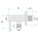 Ugaoni ventil 1/2" x 3/8" Brush Nickel
