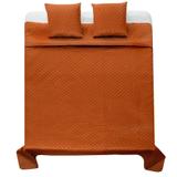 Satynowa narzuta palermo + poszewki na poduszki karmelowy