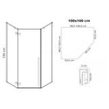 Cabine de douche DIAMOND BLACK MAT 100x100