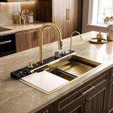 Wielofunkcyjny zlewozmywak stalowy 10w1 REA Alonzo Złoty Szczotkowany