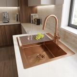 Steel sink with 3-piece accessory set REA Leo 50 Brush Copper