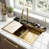 Wielofunkcyjny zlewozmywak stalowy 10w1 REA Alonzo Złoty Szczotkowany