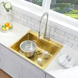 Évier en acier Liam BRUSH GOLD