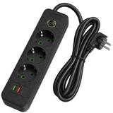 Listwa zasilająca Przedłużacz 3 gniazda + 2x USB-A + USB-C JNH020-3A Czarny
