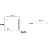 Sprchová akrylová vanička Rea Savoy - bílá  90x90