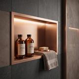 UGRADBENA KUPAONSKA POLICA LED 30x45 brush copper