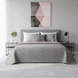 Narzuta dwustronna pikowana Inez  jasnoszary-różowy