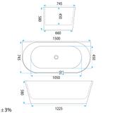 Wanna Przyścienna CAPRI SLIM 150cm