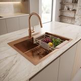 Steel sink with 3-piece accessory set REA Leo 50 Brush Copper