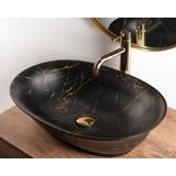 Umywalka nablatowa Rea Roma Black Marble Matt