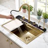 Wielofunkcyjny zlewozmywak stalowy 10w1 REA Alonzo Złoty Szczotkowany