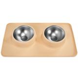 Metalowe Miski Dla Psa lub Kota z Antypoślizgową Matą Beż PJ-089