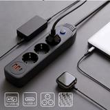 Listwa zasilająca Przedłużacz 3 gniazda + 2x USB-A + USB-C JNH024-3B Czarny