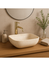 Πάγκος νιπτήρας Rea Freja Travertine Matt 51 x 39.5 x 14 cm