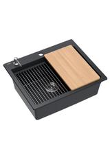 Zlewozmywak granitowy KURT 110 WORKSTATION Czarny Nakrapiany