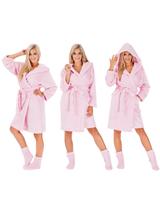 Dames badjas Nancy Roze sokken L/XL