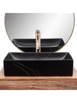 Umywalka nablatowa REA Inga Black Marble Mat