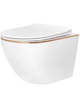 Zestaw Misa WC Carlo Mini Flat + Bidet Carlo Mini White Gold Edge