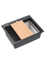 Zlewozmywak granitowy KURT 110 WORKSTATION Czarny Nakrapiany