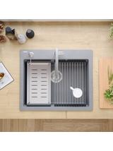 Zlewozmywak granitowy KURT 110 WORKSTATION SZARY Metalik