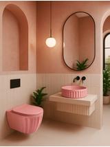 Zestaw Misa WC podwieszana + Umywalka nablatowa Rea Light Pink Matt