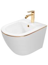 Zestaw Misa WC Carlo Mini Flat + Bidet Carlo Mini White Gold Edge