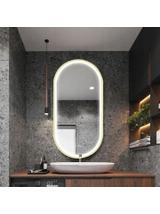 LUSTRO ŚCIENNE LED OVL 50x100cm Złote