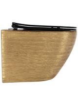 Misa WC podwieszana Carlo Mini Rimless Flat czarna złota szczotkowana