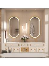 LUSTRO ŚCIENNE LED OVL 50x100cm Złote Szczotkowane